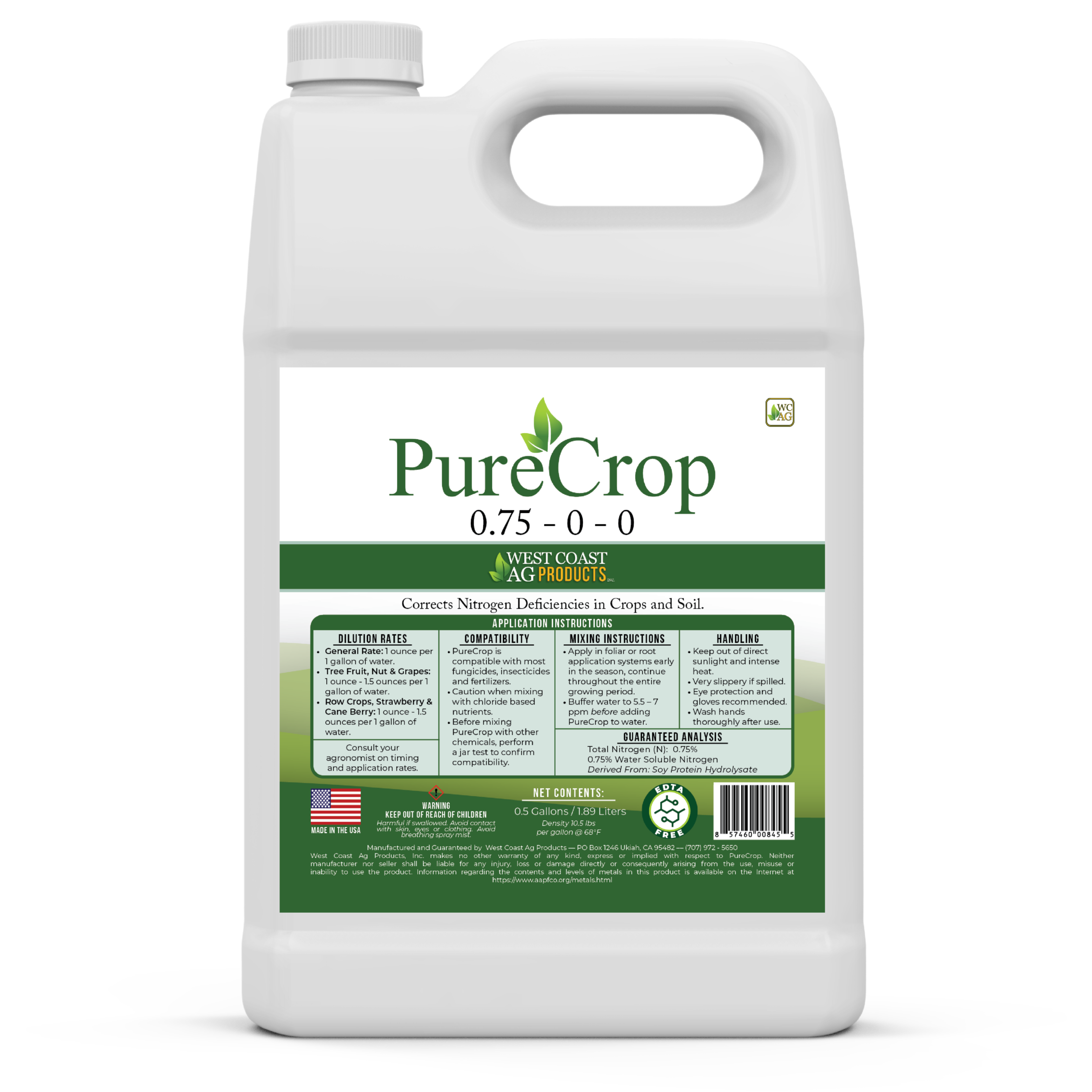 Product image of a half gallon bottle of PureCrop